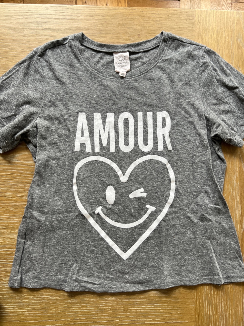cinq a sept Gray 'AMOUR' Winking Heart Tee